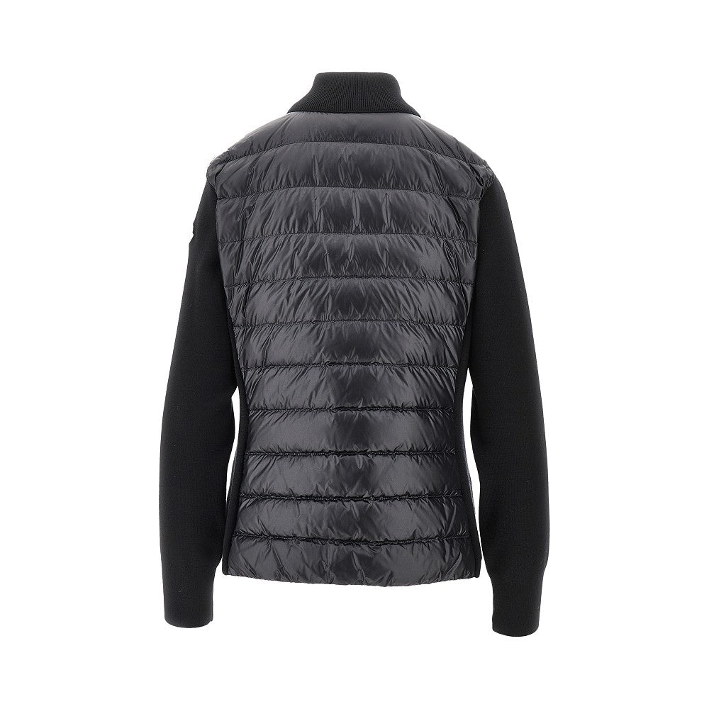 Wool and padded nylon cardigan