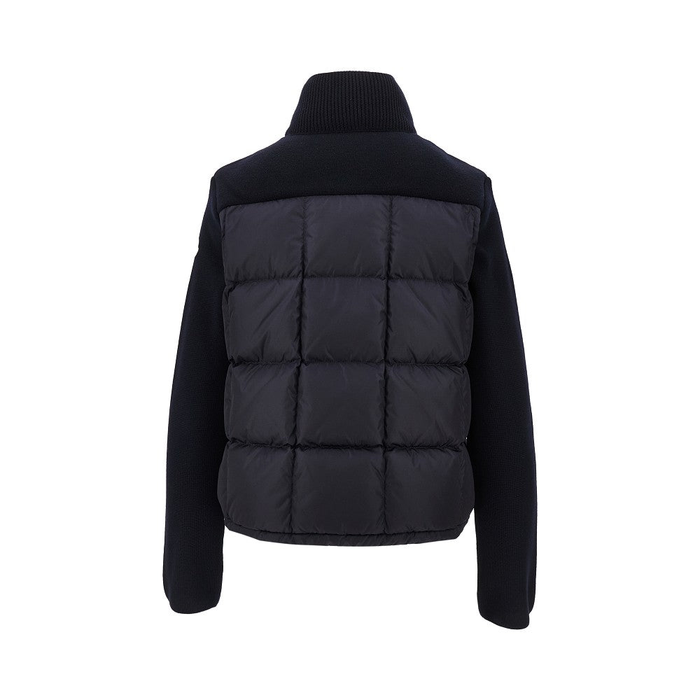 Padded nylon and wool cardigan