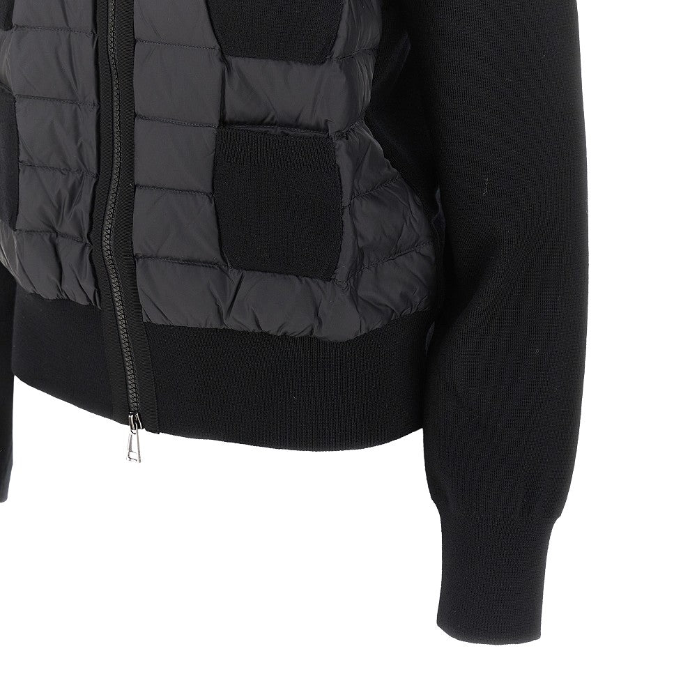Wool and padded nylon cardigan
