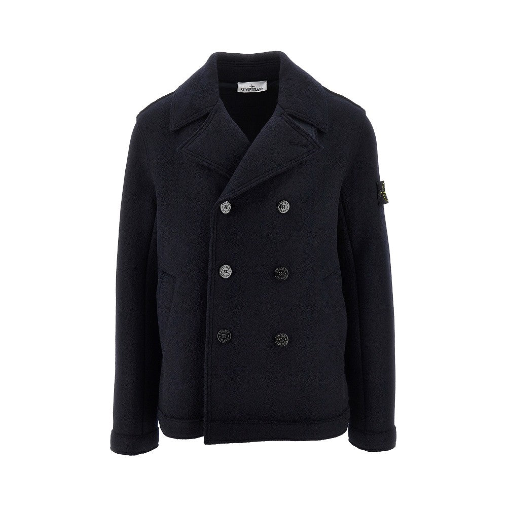Felted wool double-breasted peacoat