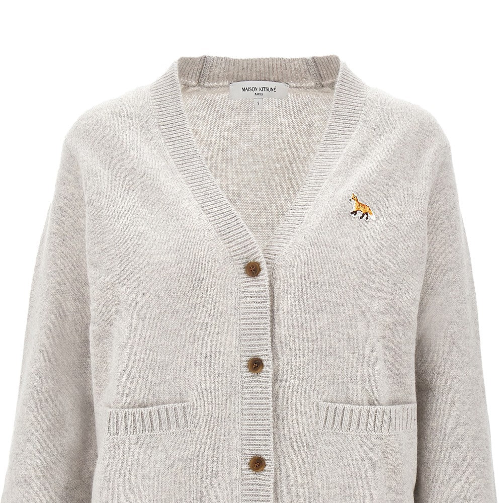 Cardigan in lana con patch Baby Fox