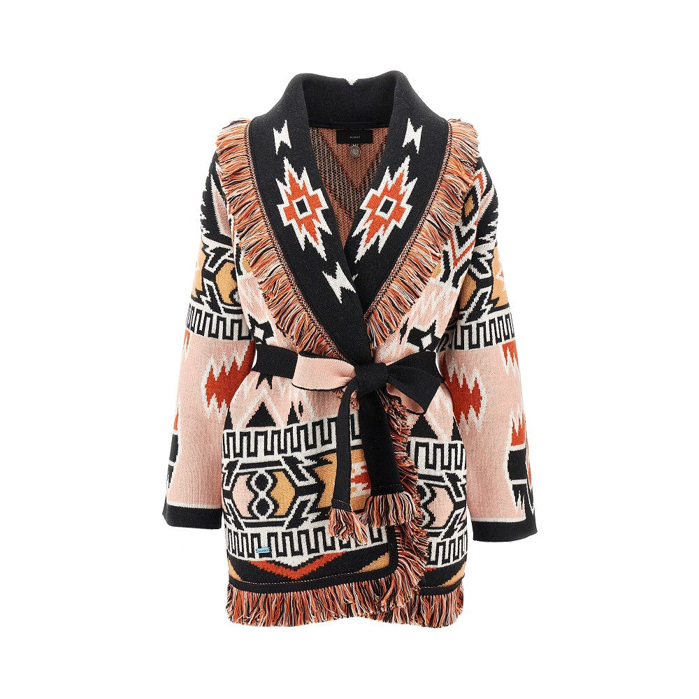 Cardigan in lana jacquard Geometric Roots