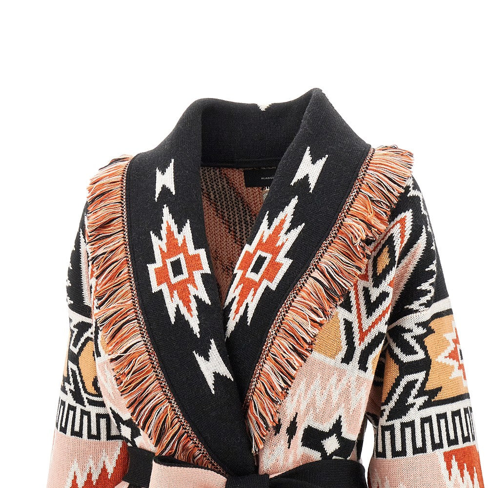 Cardigan in lana jacquard Geometric Roots