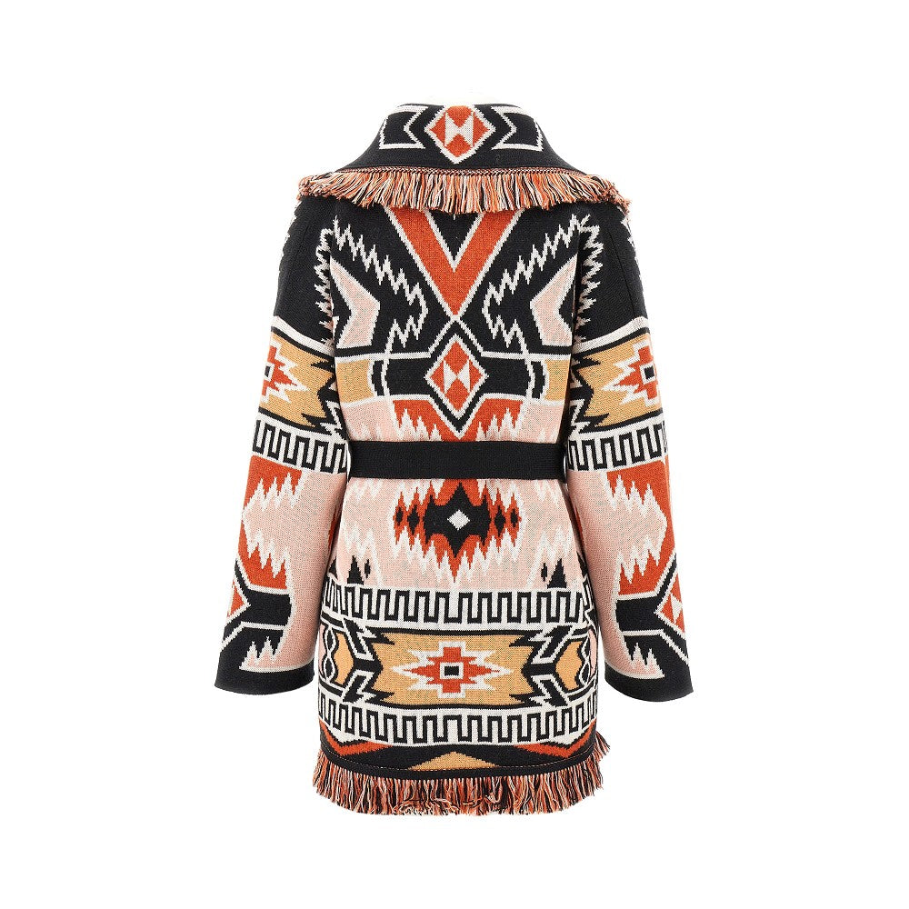 Cardigan in lana jacquard Geometric Roots