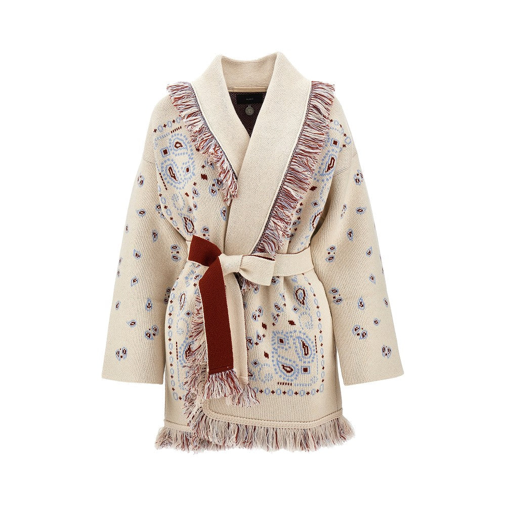 Bandana jacquard cashmere cardigan