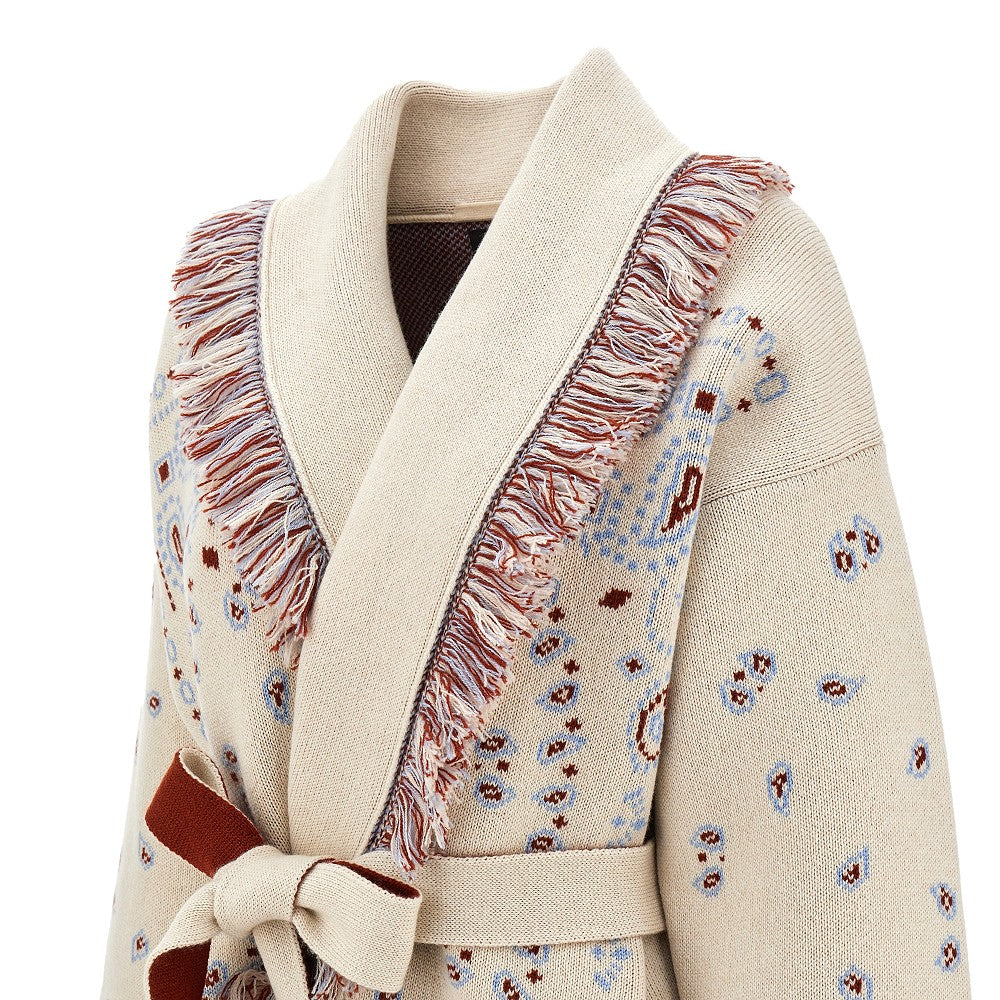Bandana jacquard cashmere cardigan