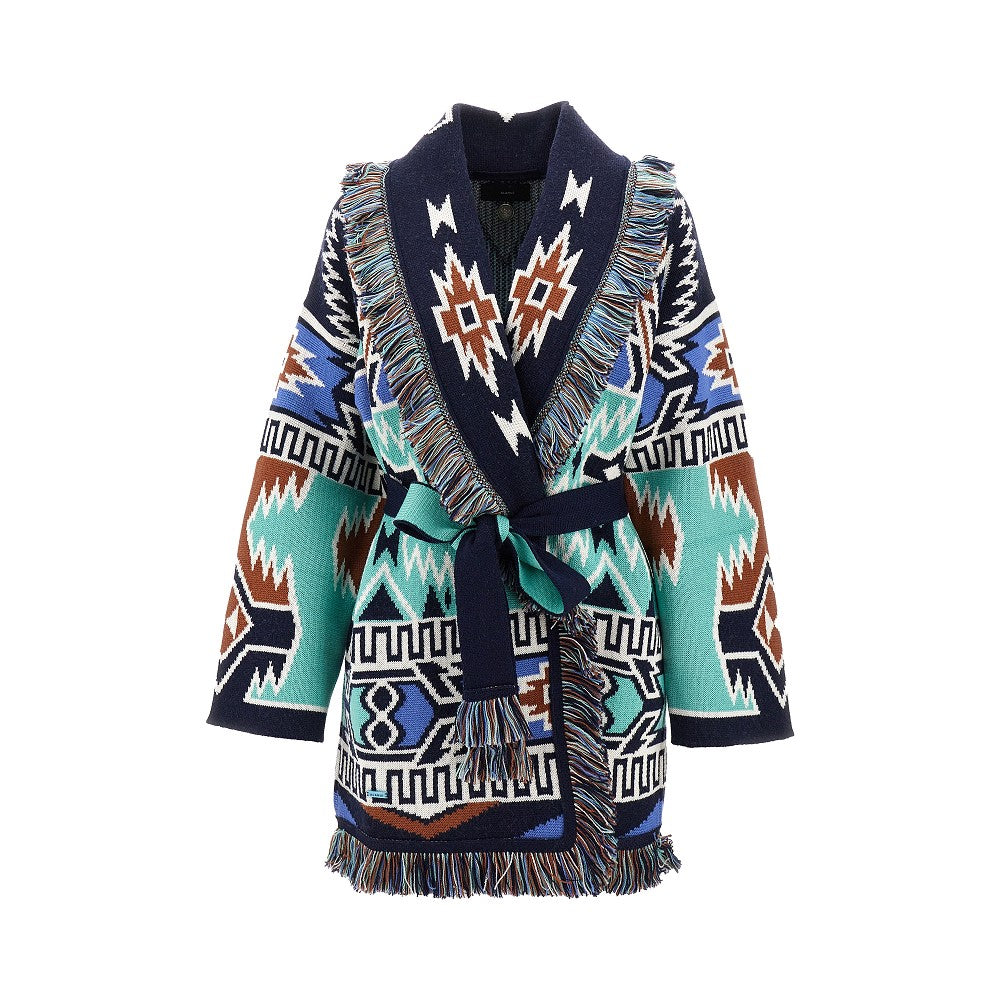 Cardigan in lana jacquard Geometric Roots