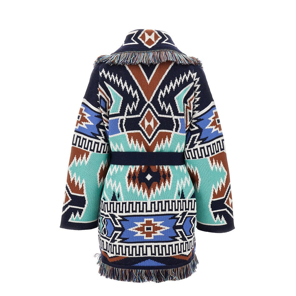 Cardigan in lana jacquard Geometric Roots