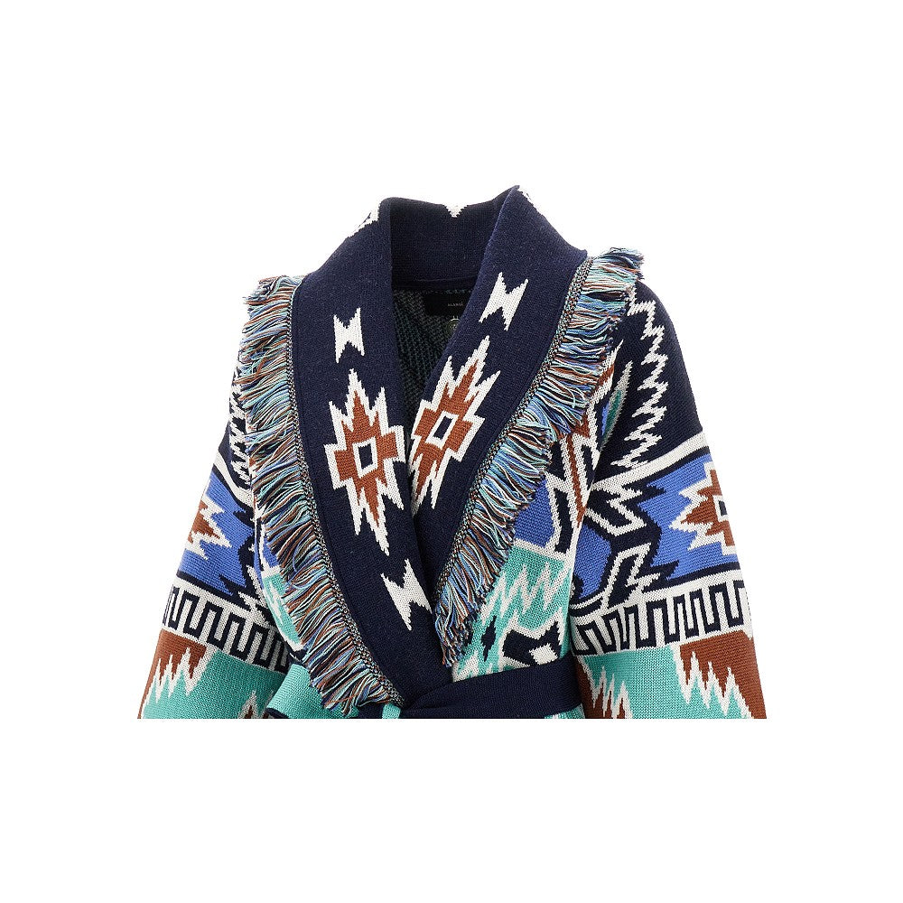 Cardigan in lana jacquard Geometric Roots