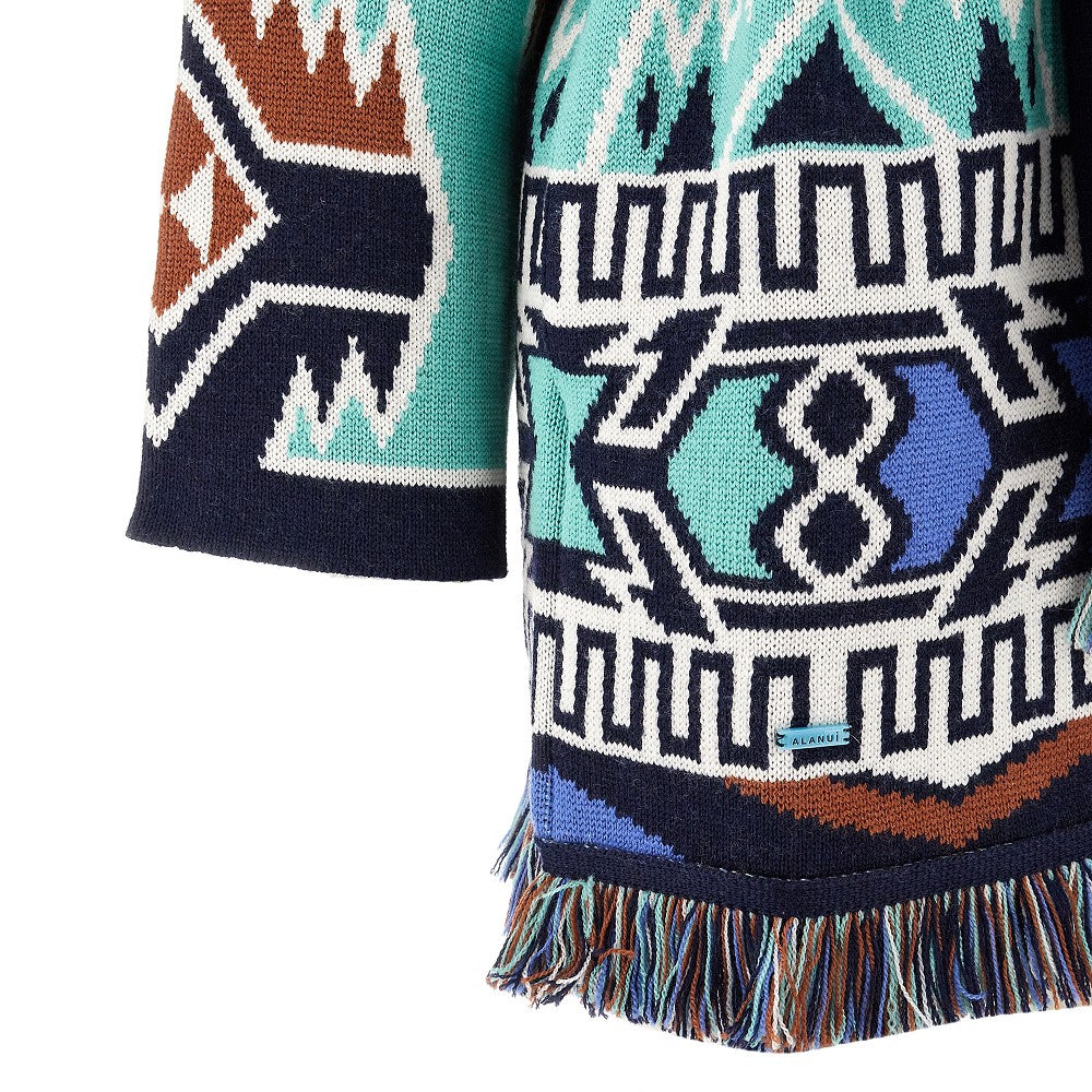 Cardigan in lana jacquard Geometric Roots