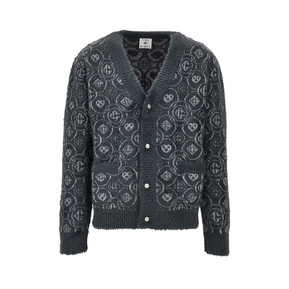 Cardigan 'Fluffy Monogram' in maglia
