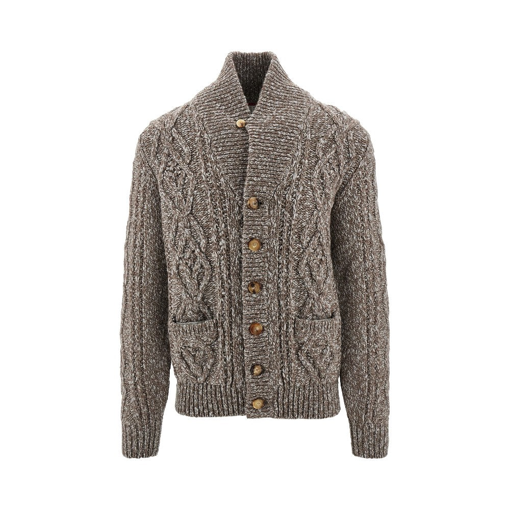 Cashmere-blend cable knit cardigan