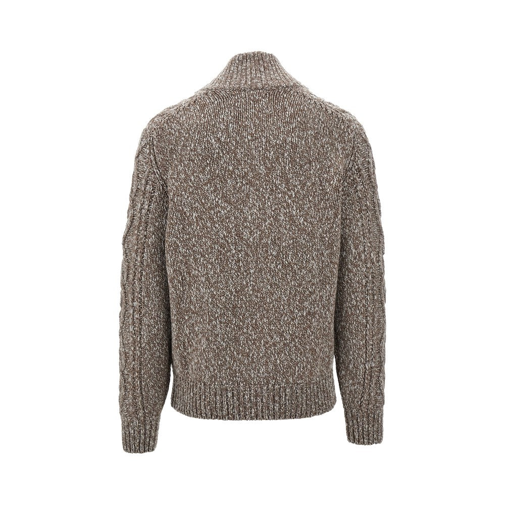 Cashmere-blend cable knit cardigan