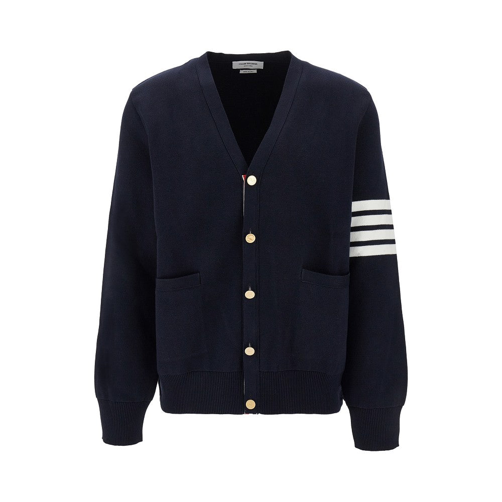 Cotton cardigan with 4 Bar detail