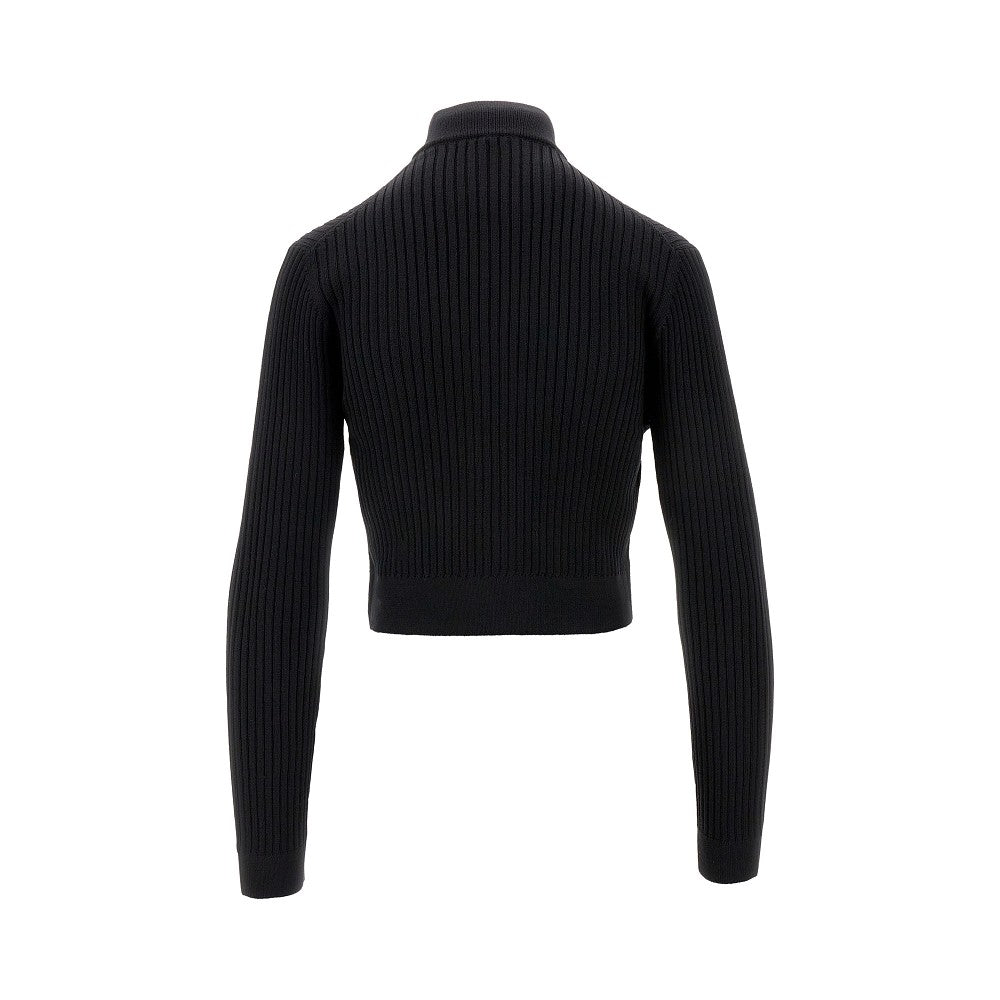 Ribbed wool full-zip cardigan