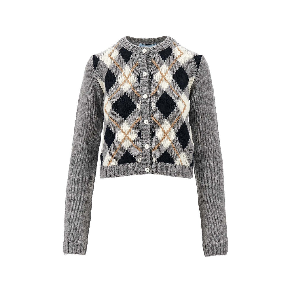 Lozenge cashmere cropped cardigan