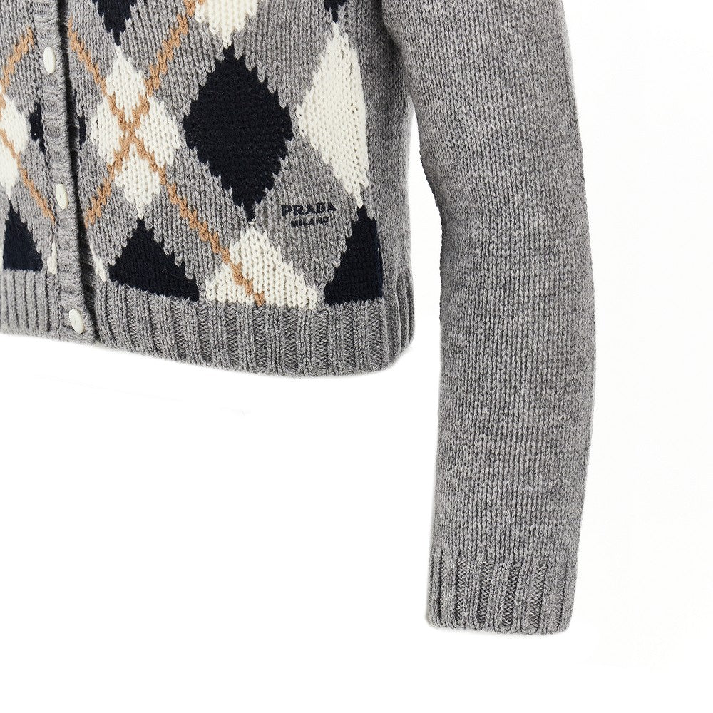 Lozenge cashmere cropped cardigan