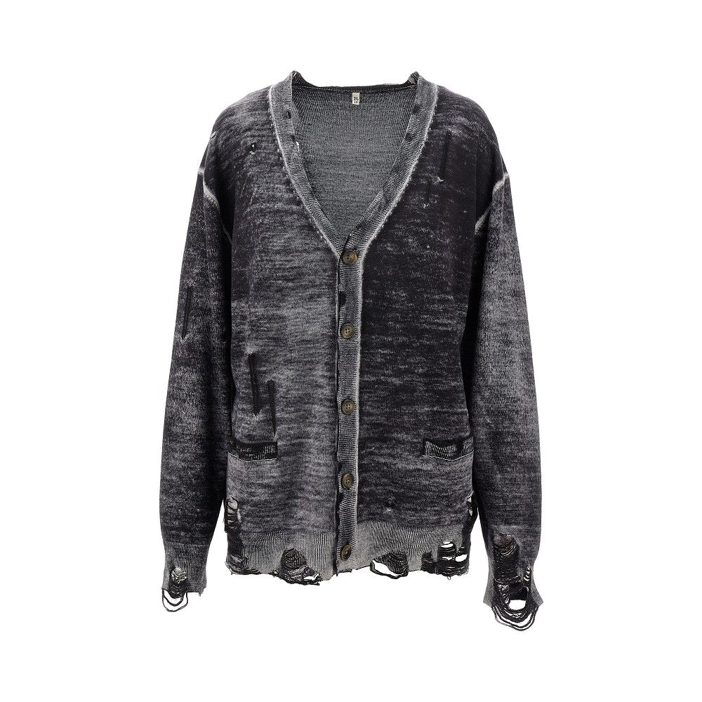 Cardigan 'Boyfriend' in maglia distressed