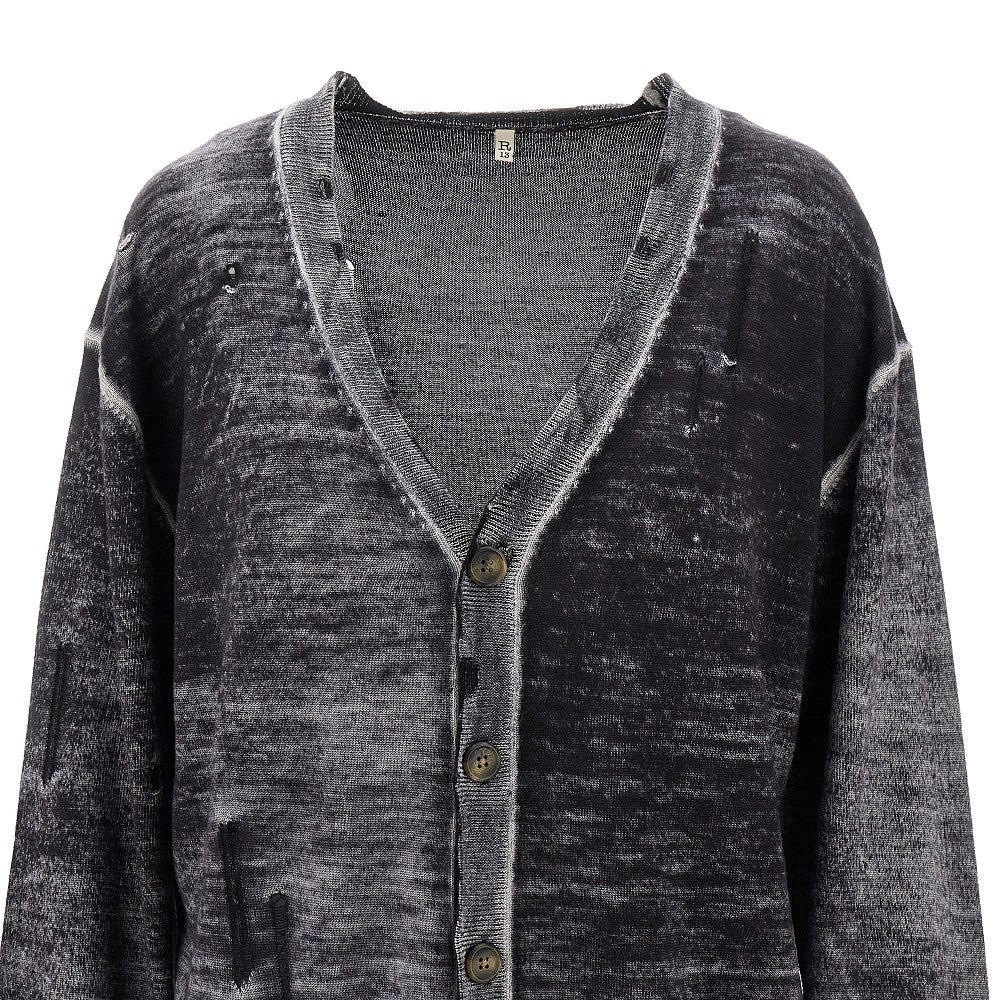 Cardigan 'Boyfriend' in maglia distressed