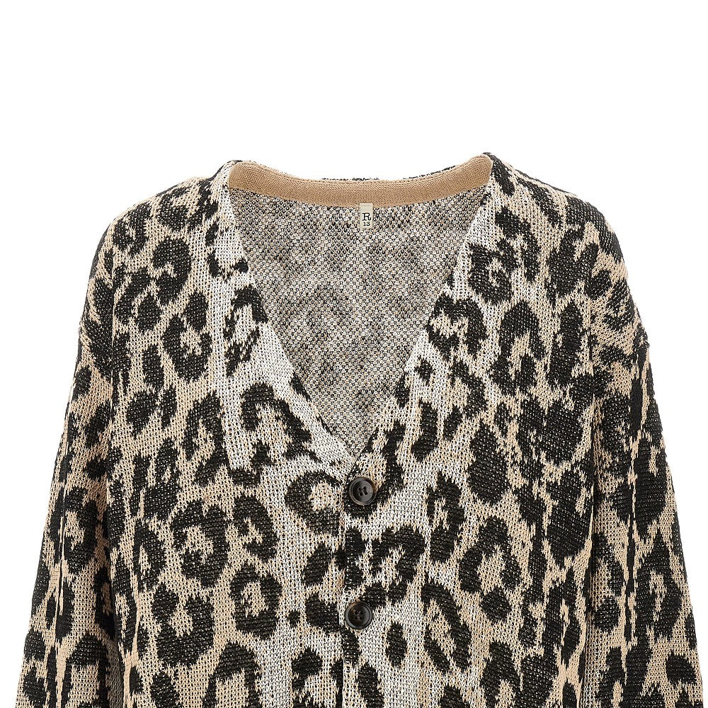 Leopard jacquard linen cardigan