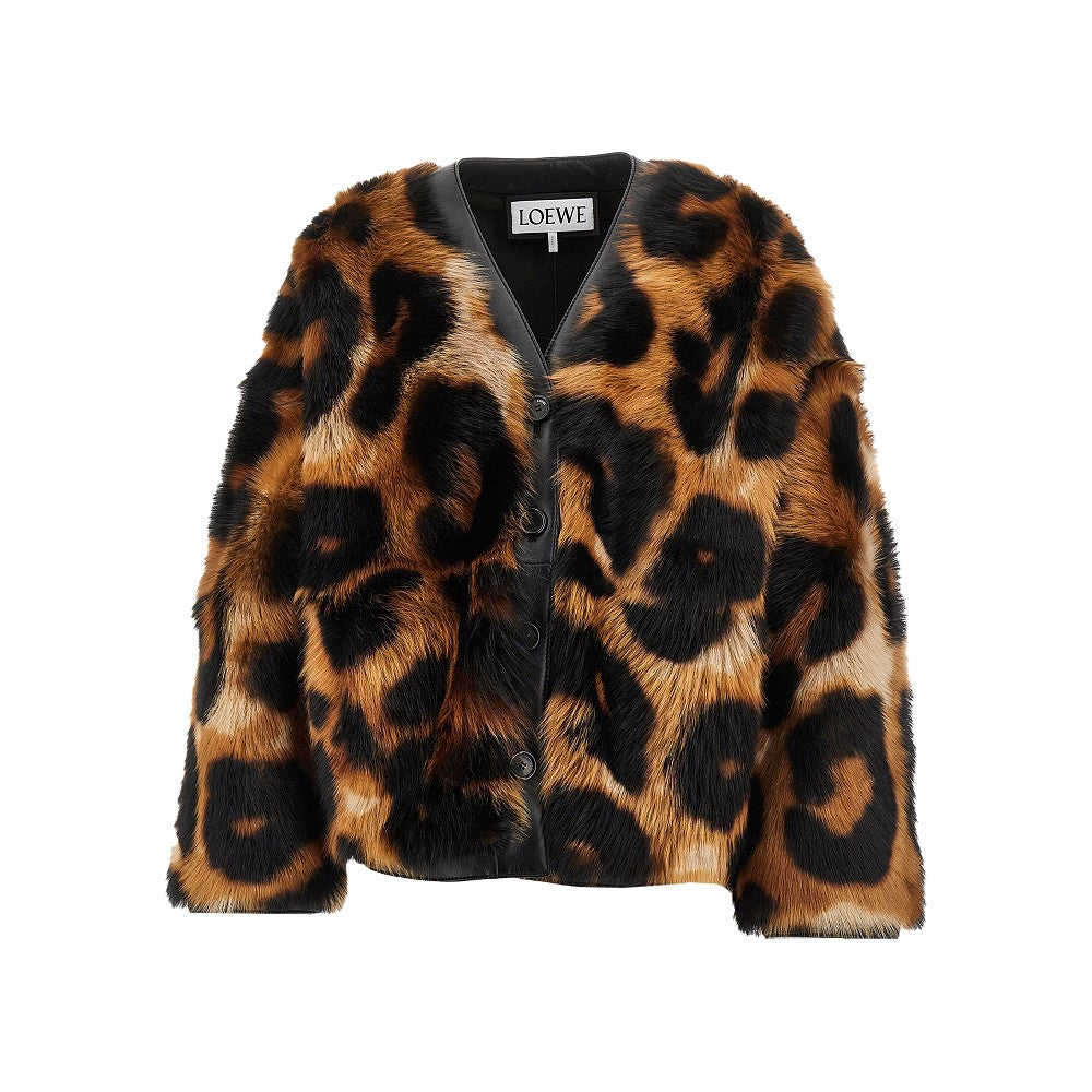 Cardigan in shearling leopardato