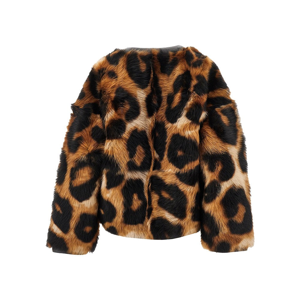 Cardigan in shearling leopardato