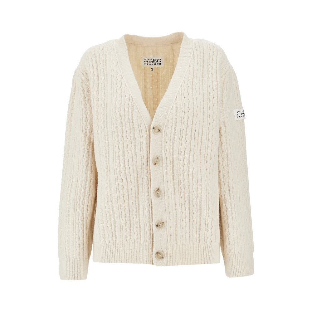 Cardigan in misto lana a trecce