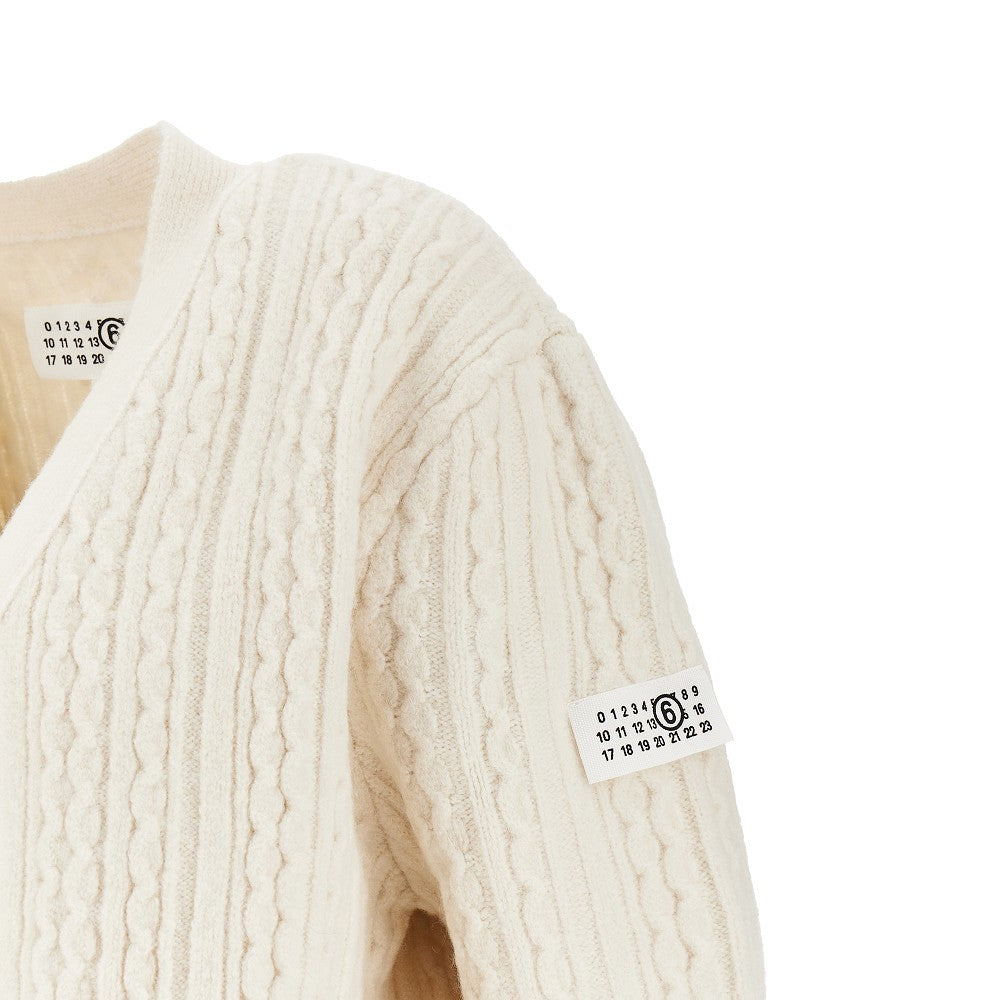 Cardigan in misto lana a trecce