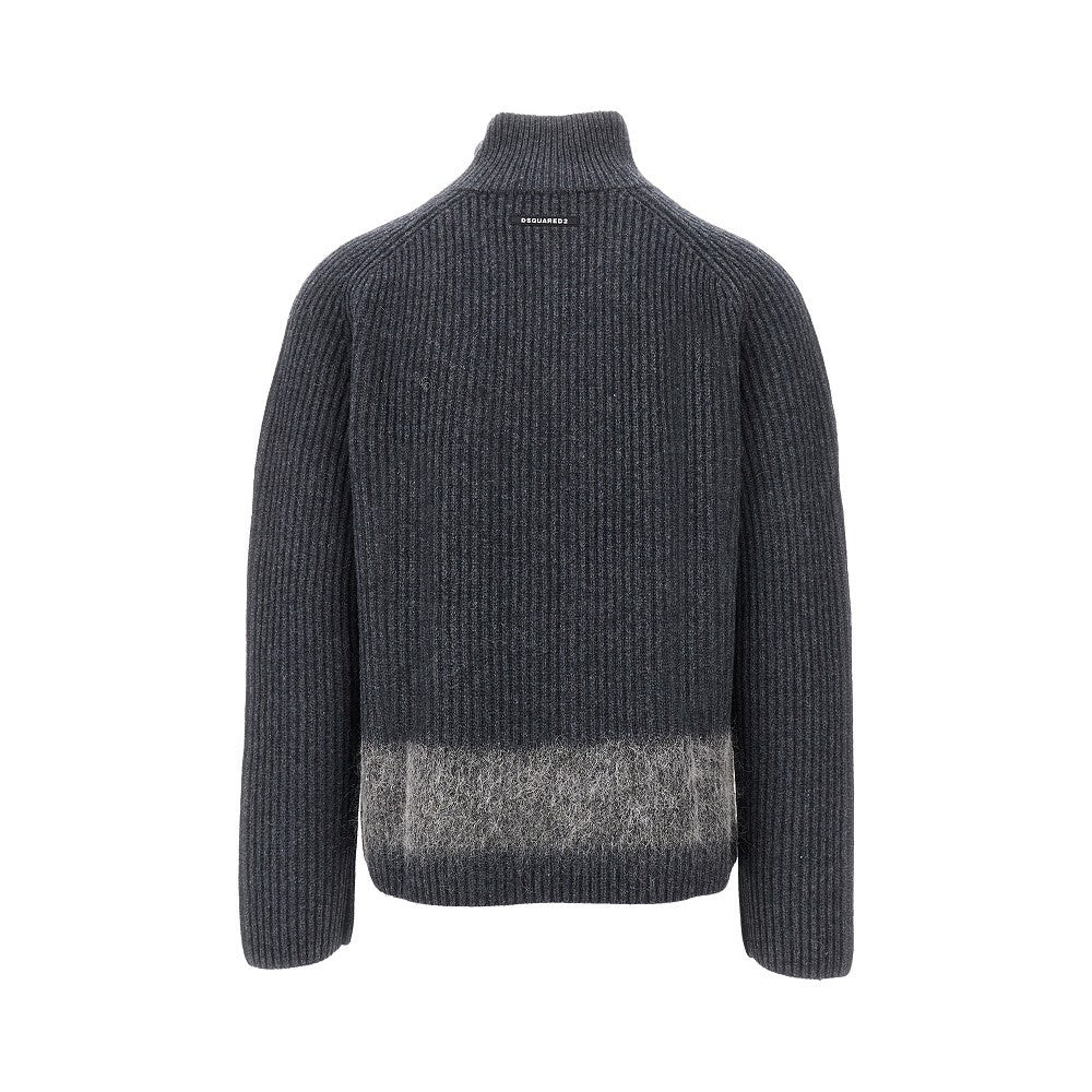 Cardigan full-zip con intarsio in mohair