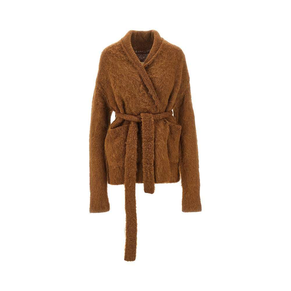 Alpaca-blend cardigan with belt