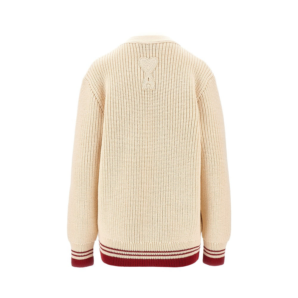 Cardigan in lana con patch logo