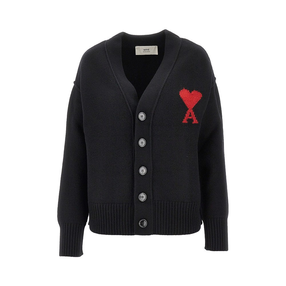 Wool cardigan with 'Ami de Coeur' inlay