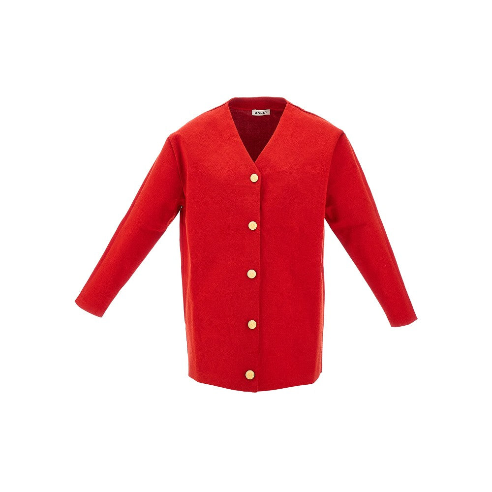Wool-blend stiff cardigan