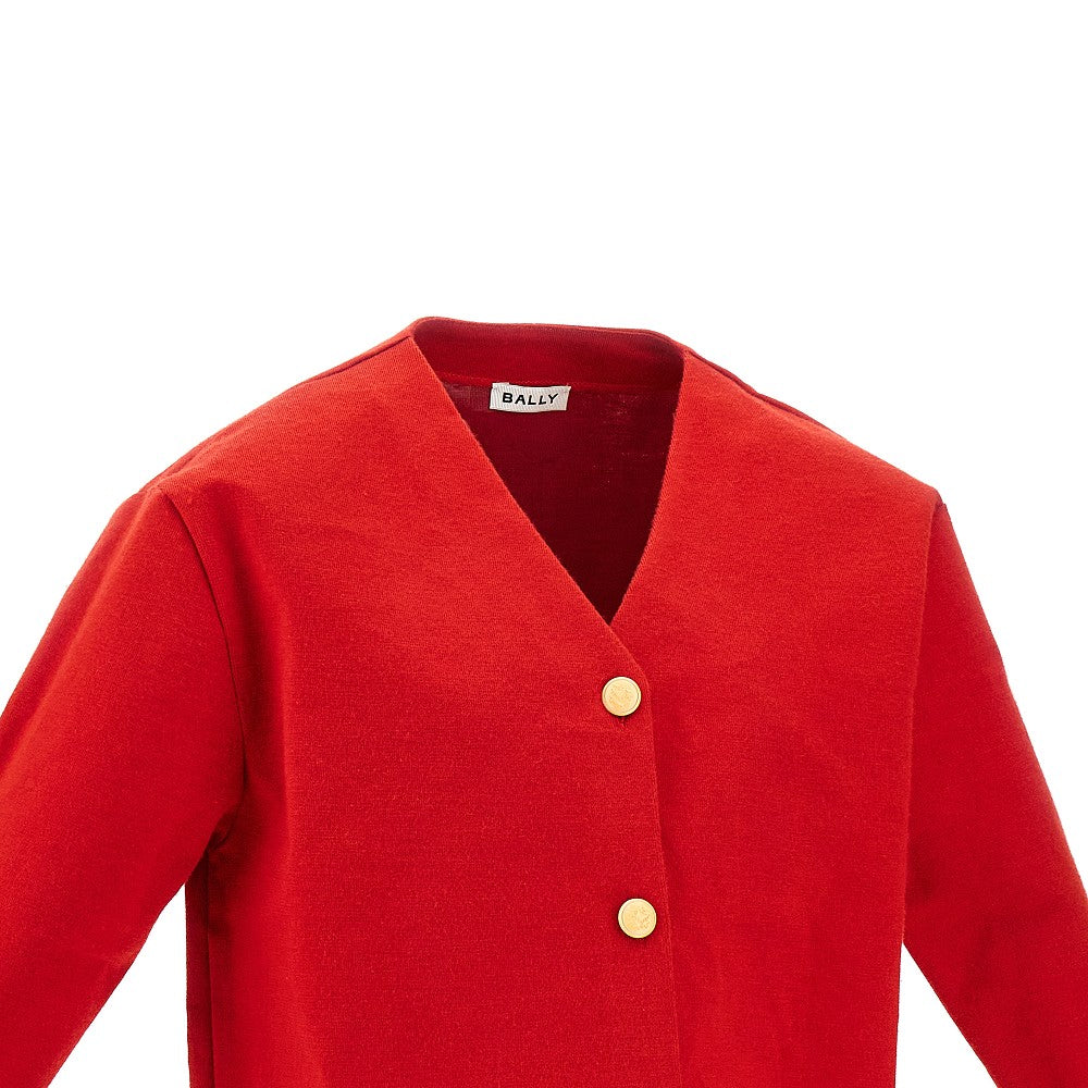 Wool-blend stiff cardigan