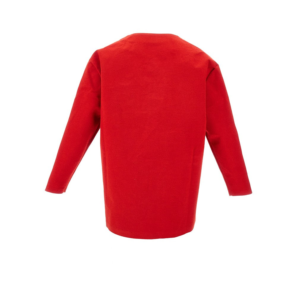 Wool-blend stiff cardigan