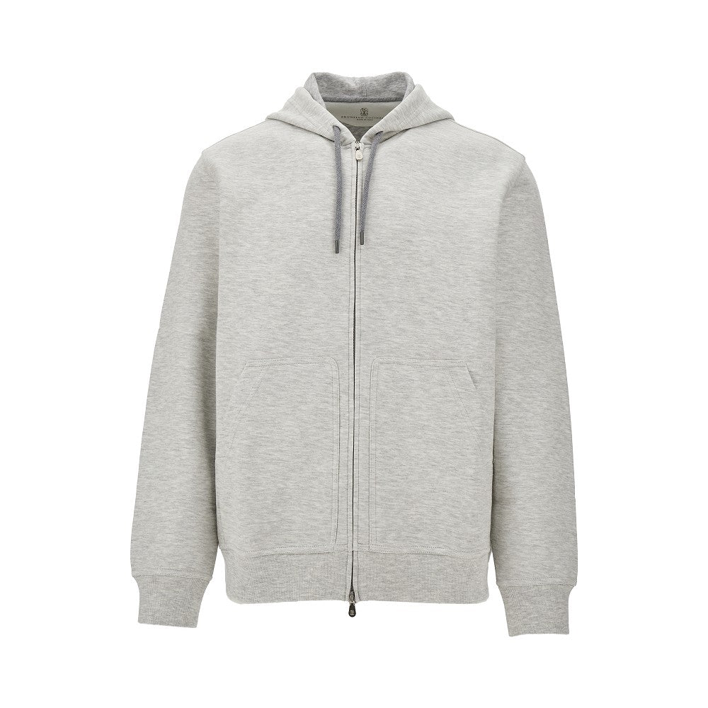 Felpa full-zip in jersey mélange
