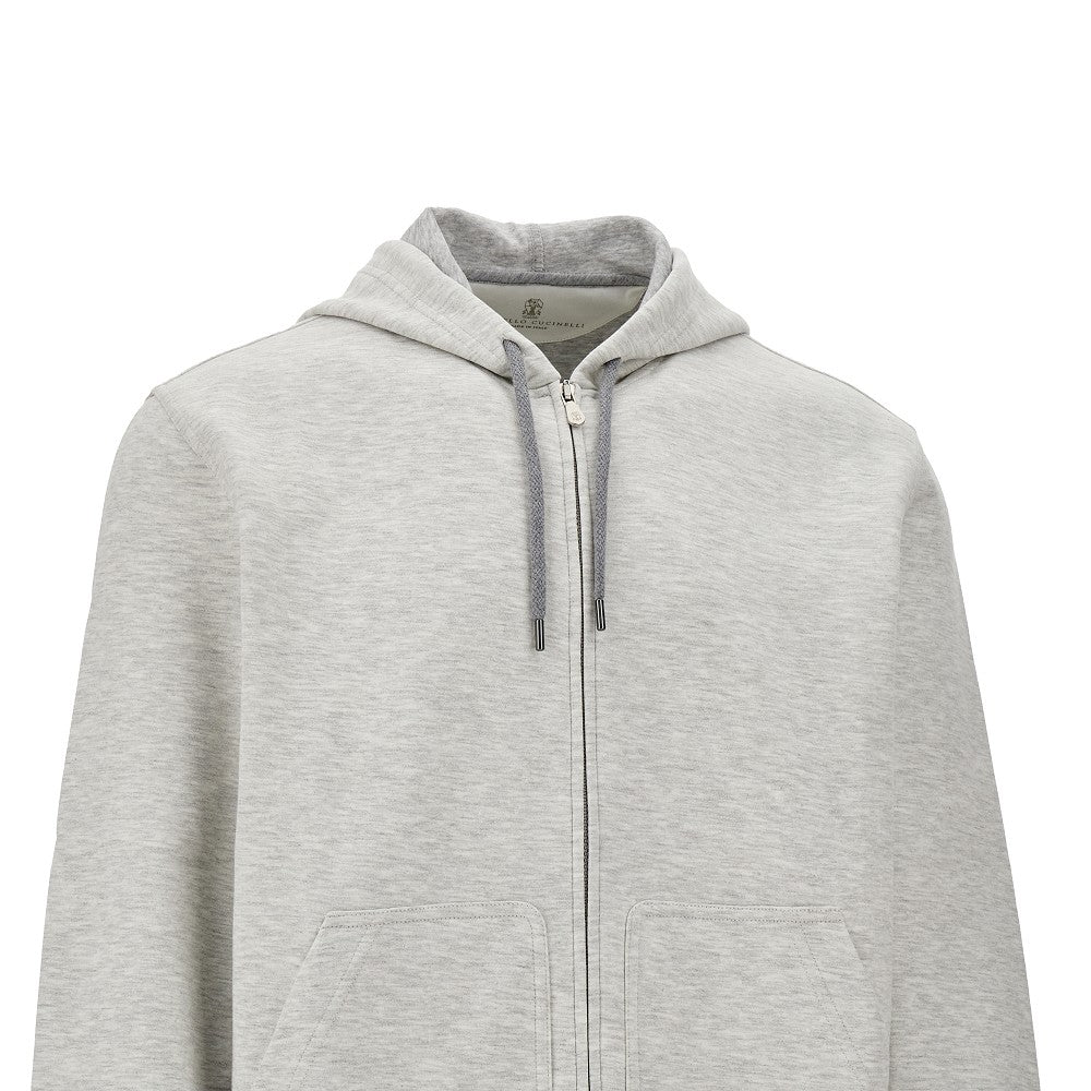 Felpa full-zip in jersey mélange