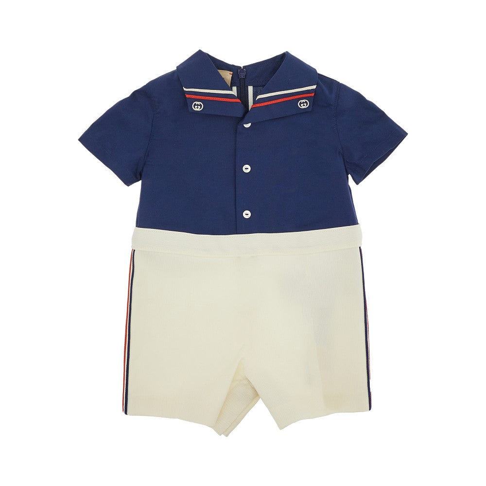 Embroidered collar short baby tracksuit