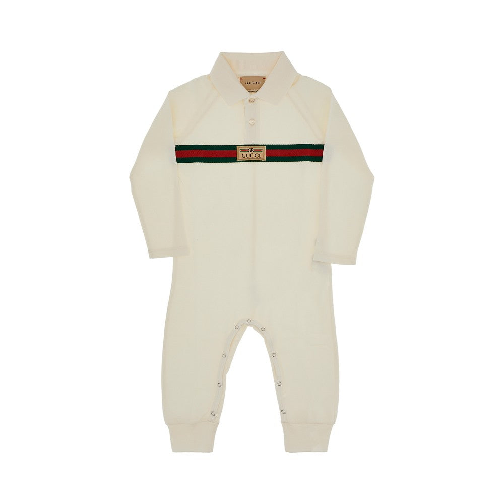 Cotton piquet romper with Web detail