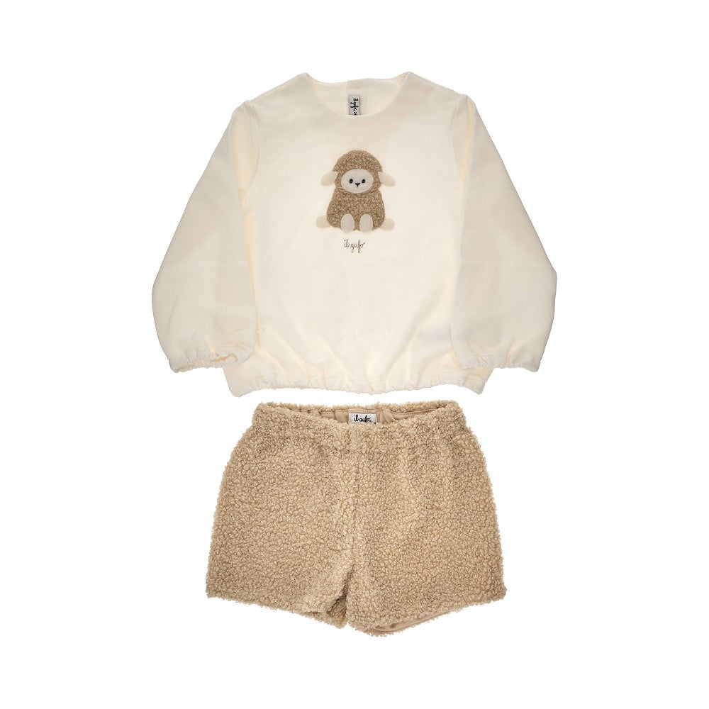 Cotton and Teddy fabric two-piece set