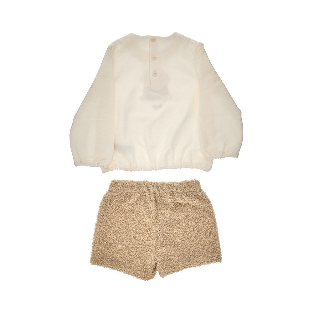 Cotton and Teddy fabric two-piece set