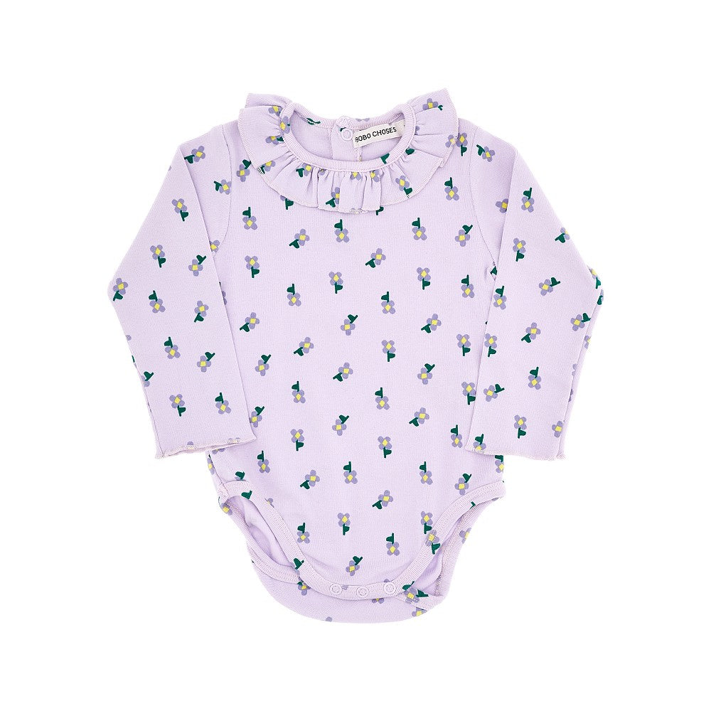 Body in cotone organico 'Pansy Flower'
