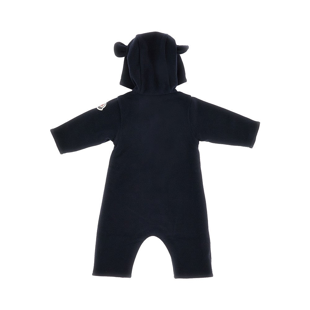 Fleece hooded romper suit