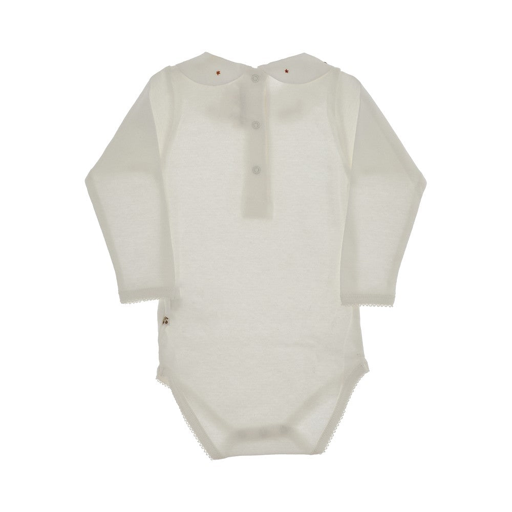 Body in cotone con colletto ricamato