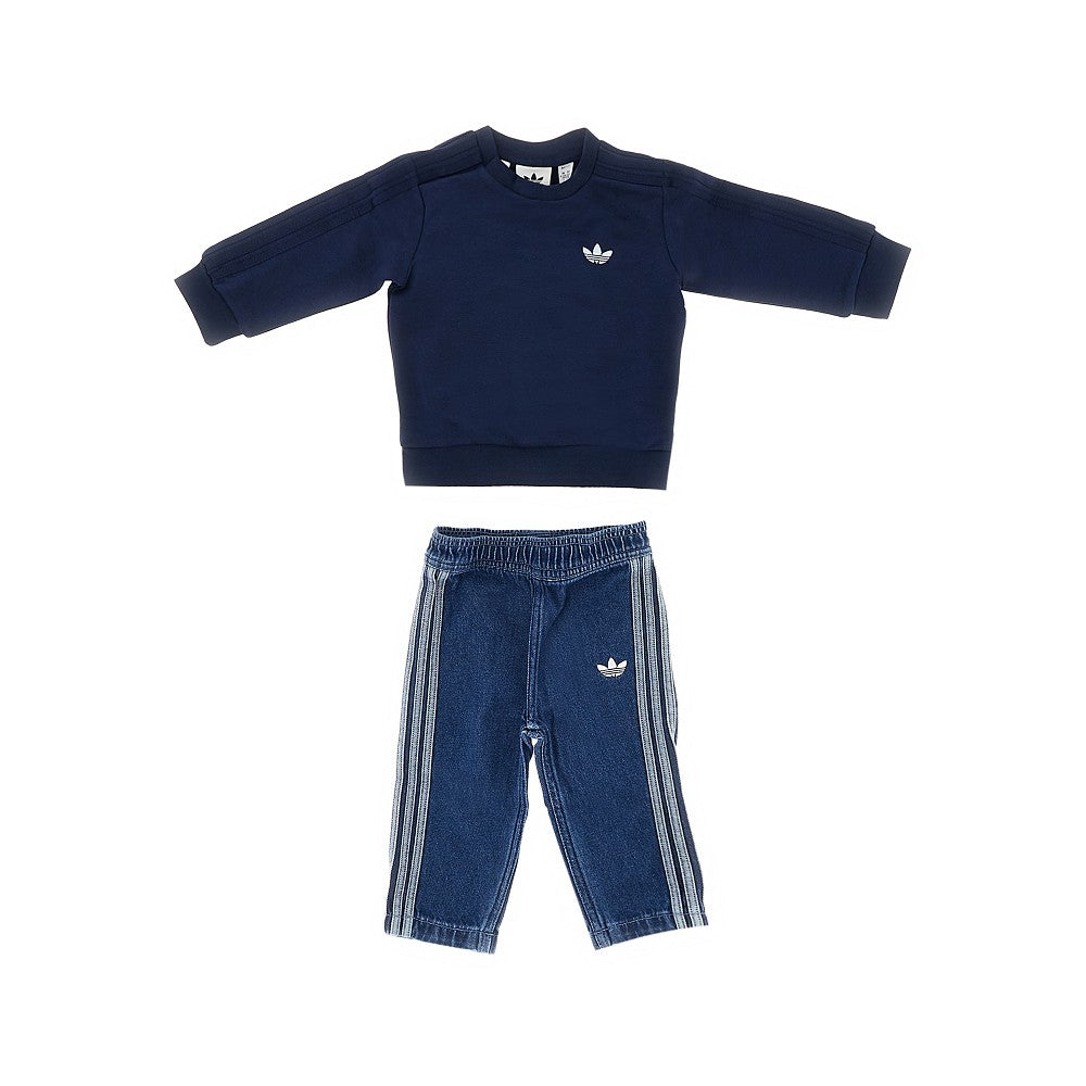 Denim and fleece two-piece set