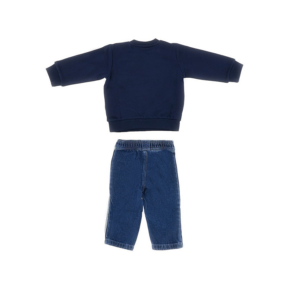 Denim and fleece two-piece set