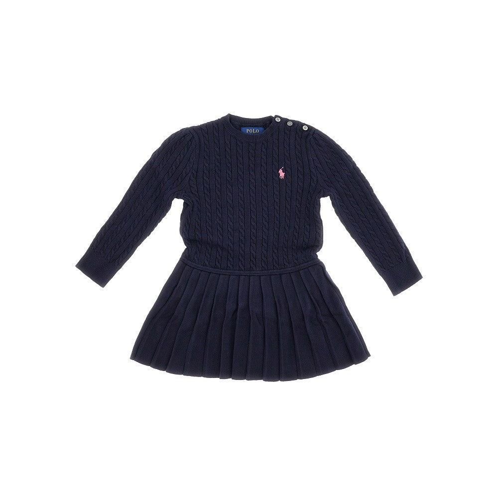 Knitted mini dress with logo embroidery