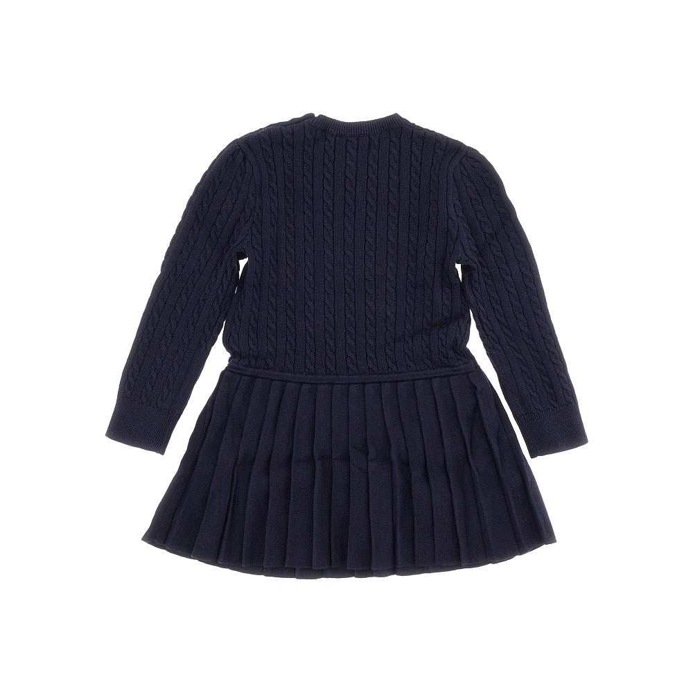 Knitted mini dress with logo embroidery