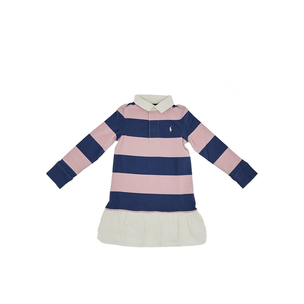 Abitino in cotone a righe con gonna a balze