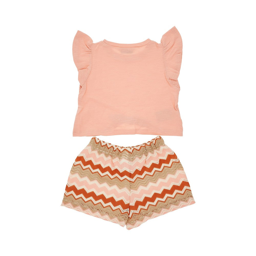 Set due pezzi con shorts in maglia